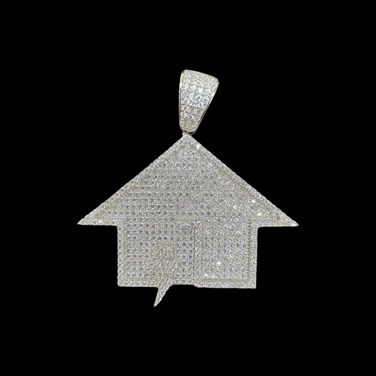 925 Sterling Cz Lightning House Pendant, Brand New