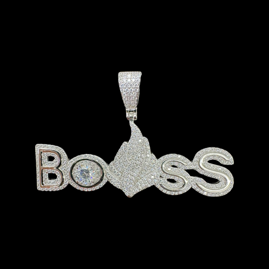 925 Sterling Cz Boss Pendant, Brand New