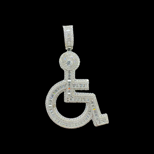 925 Sterling Cz Wheelchair Pendant, Brand New