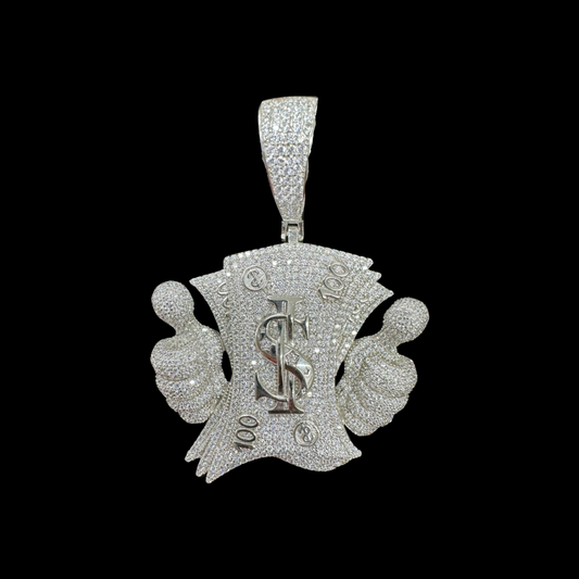 925 Sterling Cz Dollar Pendant, Brand New